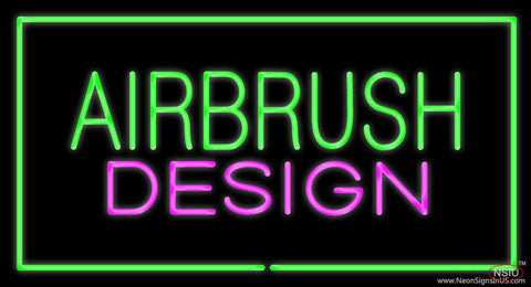 Green Airbrush Design Pink Green Border Real Neon Glass Tube Neon Sign