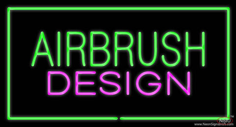 Green Airbrush Design Pink Green Border Real Neon Glass Tube Neon Sign 