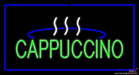 Cappuccino Logo Rectangle Blue Real Neon Glass Tube Neon Sign 