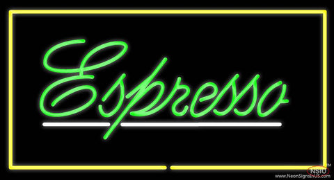 Green Cursive Espresso Rectangle Yellow Real Neon Glass Tube Neon Sign 