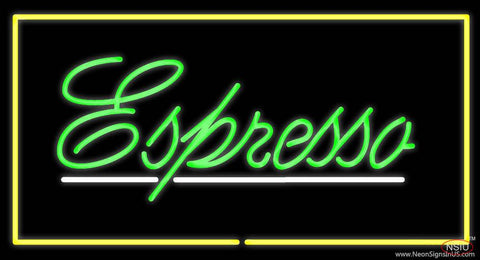 Green Cursive Espresso Rectangle Yellow Real Neon Glass Tube Neon Sign