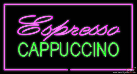 Pink Espresso Cappuccino Rectangle Pink Real Neon Glass Tube Neon Sign