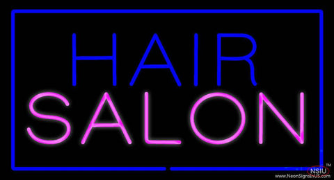 Hair Salon Rectangle Blue Real Neon Glass Tube Neon Sign 