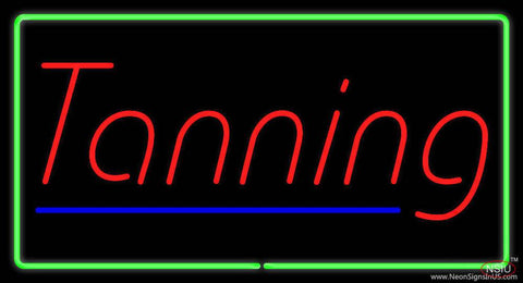 Tanning with Green Border Real Neon Glass Tube Neon Sign