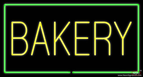 Yellow Bakery Rectangle Green Real Neon Glass Tube Neon Sign 