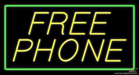 Yellow Free Phone with Green Border Real Neon Glass Tube Neon Sign