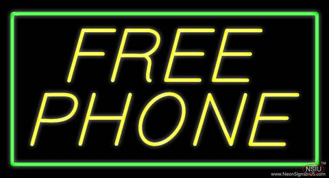 Yellow Free Phone with Green Border Real Neon Glass Tube Neon Sign 