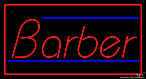Red Barber Blue Lines with Red Border Real Neon Glass Tube Neon Sign 