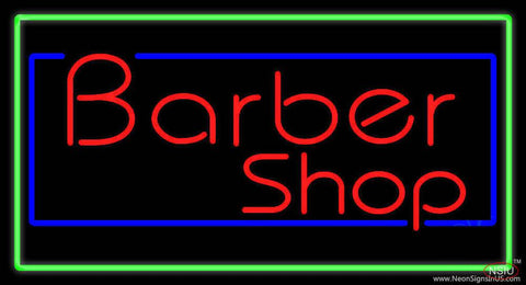 Red Barber Shop with Blue and Green Border Real Neon Glass Tube Neon Sign