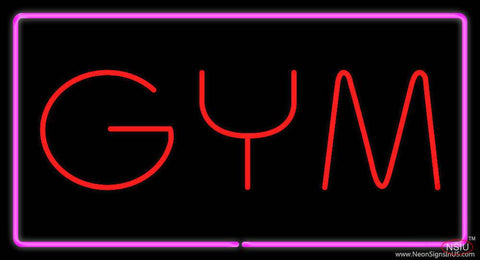 GYM Rectangle Purple Real Neon Glass Tube Neon Sign