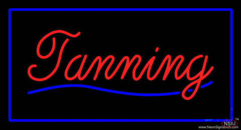 Red Tanning with Blue Border Real Neon Glass Tube Neon Sign