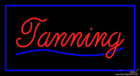 Red Tanning with Blue Border Real Neon Glass Tube Neon Sign 