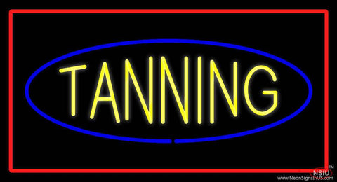 Tanning with Red Border Real Neon Glass Tube Neon Sign