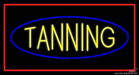 Tanning with Red Border Real Neon Glass Tube Neon Sign 