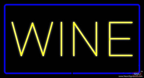 Wine Rectangle Blue Real Neon Glass Tube Neon Sign