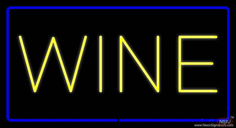 Wine Rectangle Blue Real Neon Glass Tube Neon Sign 