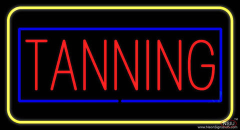 Red Tanning Blue Yellow Border Real Neon Glass Tube Neon Sign 