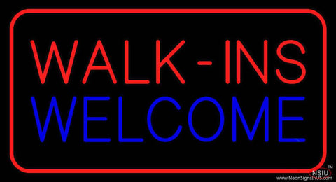 Red Walk Ins Welcome Red Border Real Neon Glass Tube Neon Sign