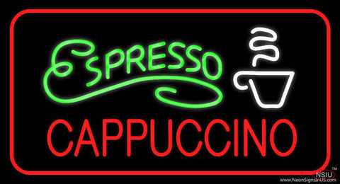 Green Espresso Red Cappuccino with Red Border Real Neon Glass Tube Neon Sign 