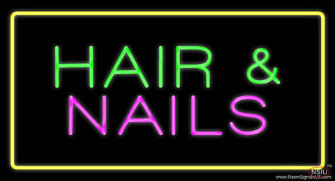 Green Hair and Nails with Yellow Border Real Neon Glass Tube Neon Sign