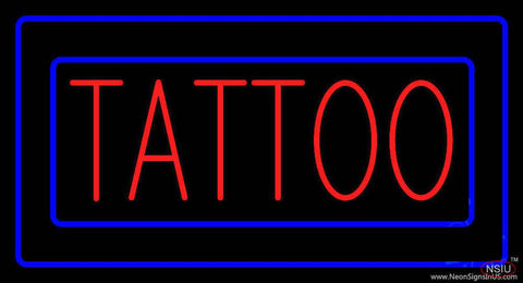 Red Tattoo Blue Borders Real Neon Glass Tube Neon Sign 