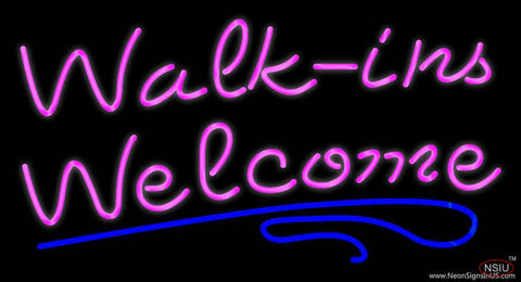 Pink Walk Ins Welcome Blue Lines Real Neon Glass Tube Neon Sign 