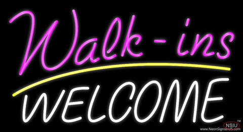Pink Walk Ins Welcome White Real Neon Glass Tube Neon Sign