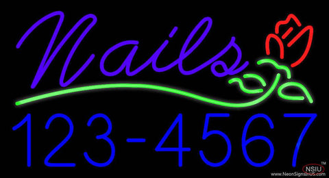 Pink Nails with Phone Number Real Neon Glass Tube Neon Sign