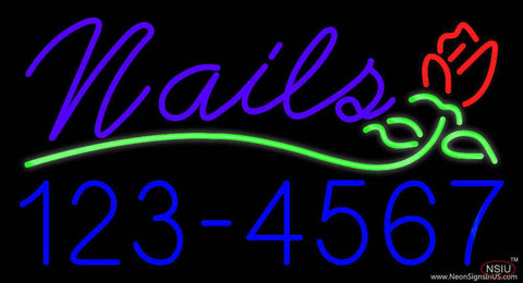 Pink Nails with Phone Number Real Neon Glass Tube Neon Sign 