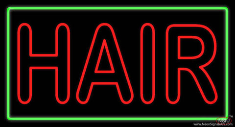 Double Stroke Hair with Green Border Real Neon Glass Tube Neon Sign