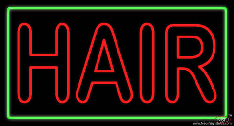 Double Stroke Hair with Green Border Real Neon Glass Tube Neon Sign 