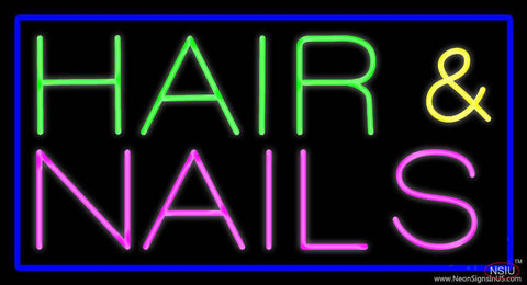 Green Hair and Pink Nails with Blue Border Real Neon Glass Tube Neon Sign