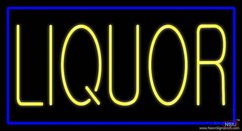 Yellow Liquor Blue Border Real Neon Glass Tube Neon Sign 