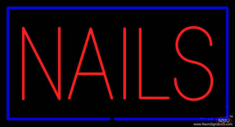 Red Nails with Blue Border Real Neon Glass Tube Neon Sign 