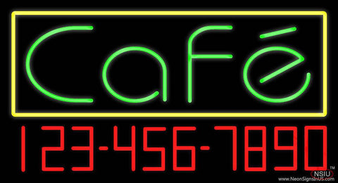 Green Cafe with Phone Number Real Neon Glass Tube Neon Sign 