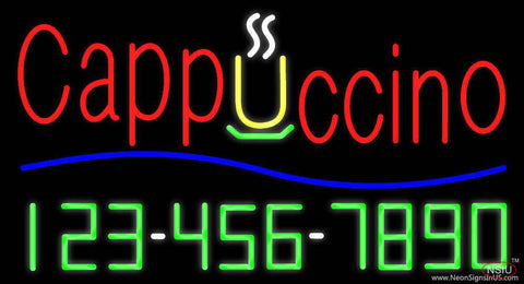 Cappuccino with Phone Number Real Neon Glass Tube Neon Sign 