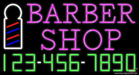 Pink Barber Shop with Phone Number Real Neon Glass Tube Neon Sign 