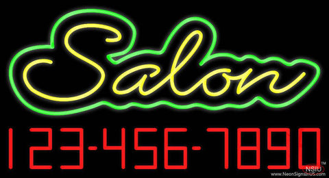 Yellow Salon with Phone Number Real Neon Glass Tube Neon Sign