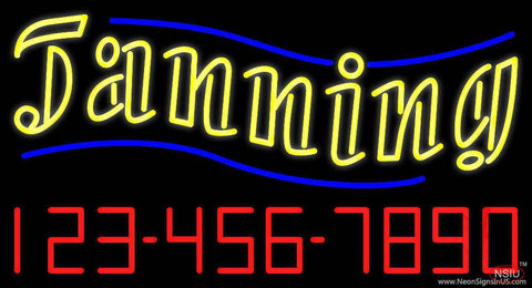 Double Stroke Yellow Tanning with Number Real Neon Glass Tube Neon Sign