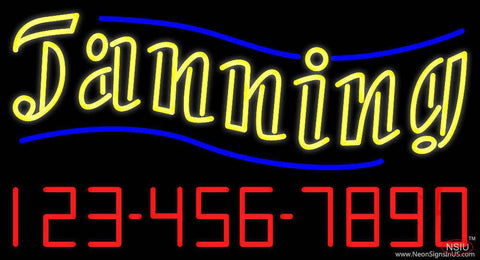 Double Stroke Yellow Tanning with Number Real Neon Glass Tube Neon Sign 