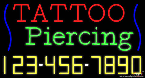 Tattoo Piercing with Phone Number Real Neon Glass Tube Neon Sign 