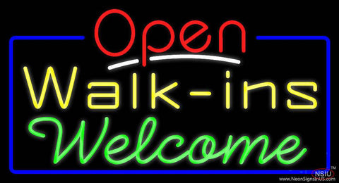 Red Open Walk Ins Welcome Real Neon Glass Tube Neon Sign 