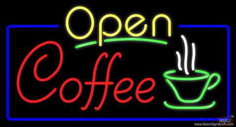Yellow Open Coffee Real Neon Glass Tube Neon Sign 