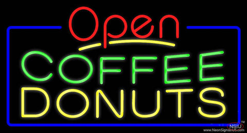 Red Open Coffee Donuts Real Neon Glass Tube Neon Sign 