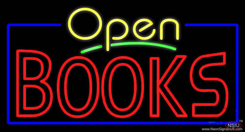 Yellow Open Red Books Real Neon Glass Tube Neon Sign 