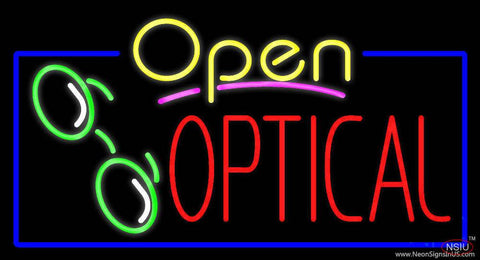 Yellow Open Red Optical Logo Real Neon Glass Tube Neon Sign