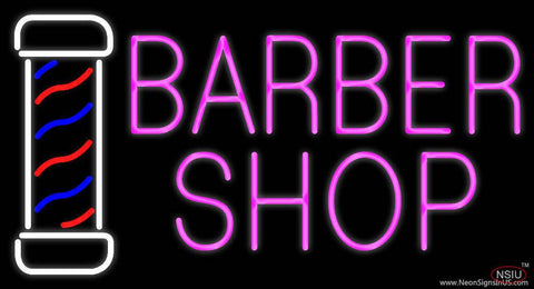 Pink Barber Shop with Logo Real Neon Glass Tube Neon Sign