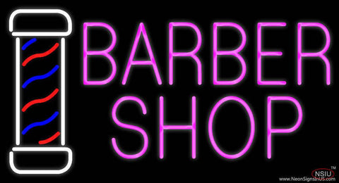 Pink Barber Shop with Logo Real Neon Glass Tube Neon Sign 