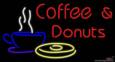 Red Coffee and Donuts Real Neon Glass Tube Neon Sign 