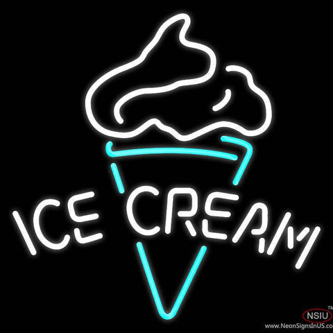 White Ice Cream Logo Real Neon Glass Tube Neon Sign 